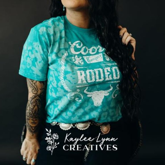 TEAL Rodeo Hand Bleached Leopard Dye Tee - Picture 8 of 10